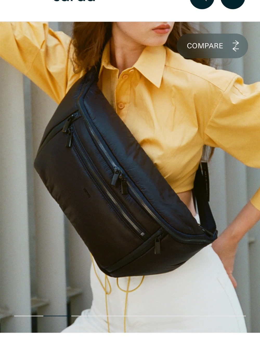 caraa Sling Crossbody Large Black Water Repellent Vegan 7x21x4